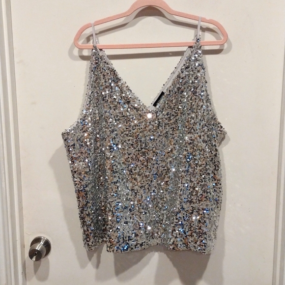 J. Crew Tops - NWT J.Crew Collection Silver Sequin Carrie V-Neck Camisole Tank Top Sz 2X-Party